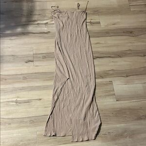 Heart Hips Cream Maxi Dress with Slit